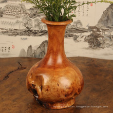 Carved Vase Decorated Vase Natural Handmade Wood Traditional Vase